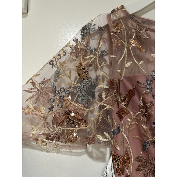 JS Collections Daphne Embroidered Flutter-Sleeve Gown Blush Multi Size 8 NWT - Picture 5 of 16